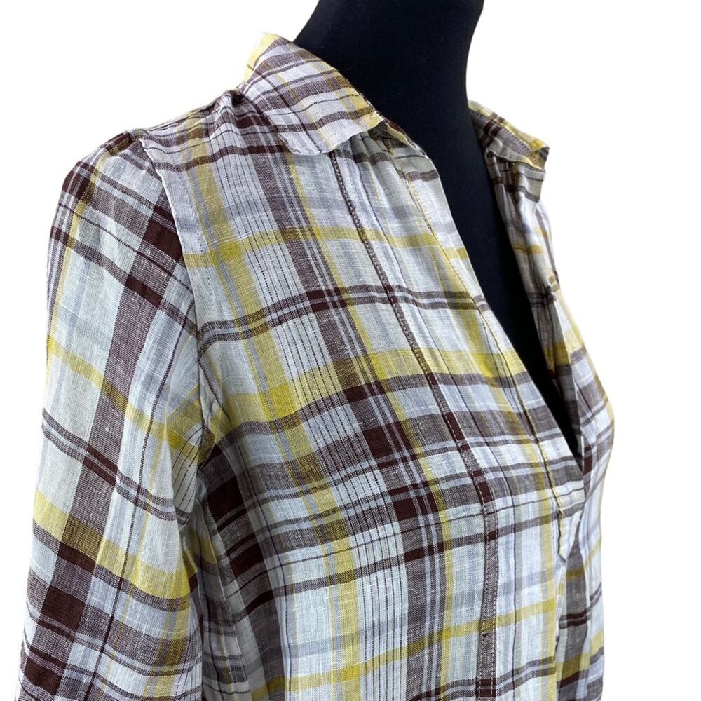 American Colors Womens 100% Linen Plaid Shift Shirt Dress Size S - Picture 2 of 8